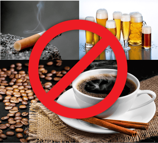 Nói không với rượu, bia, cà phê và các chất kích thích