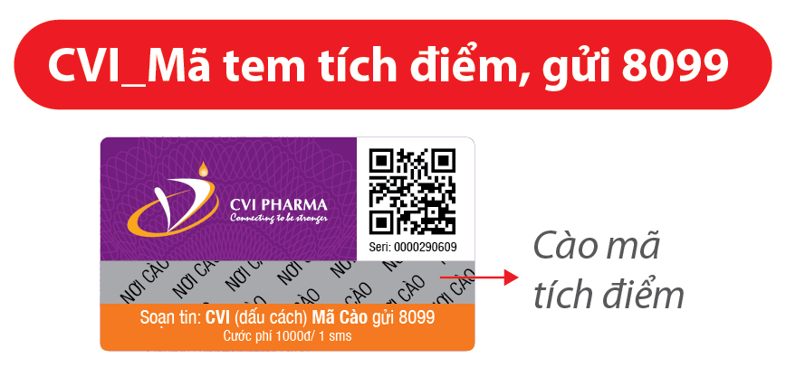 Tem tích điểm được dán trên mỗi vỏ hộp – Mỗi tem tích được 1 điểm